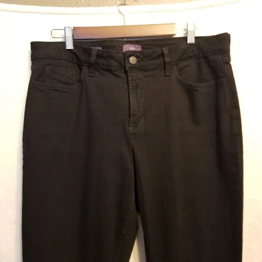 NYDJ 16P Petite Jeans Black Stretch Denim Marilyn Straight Lift Tuck High Rise
